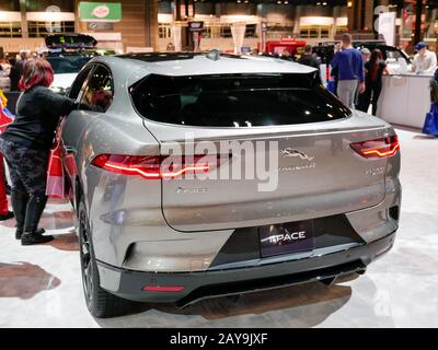 Chicago, Illinois, USA. 13 February 2020. Jaguar I-Pace EV. Chicago Auto Show. Stock Photo