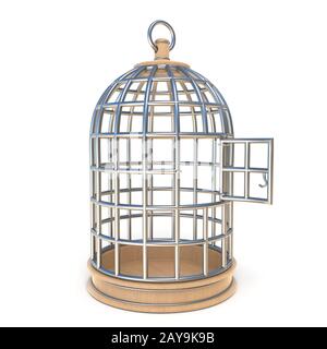 Empty bird cage opened 3D Stock Photo