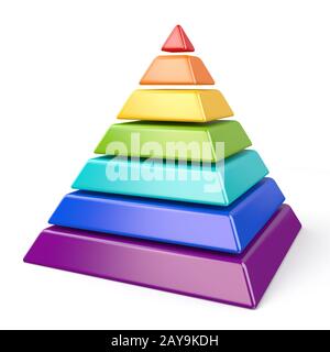 Colorful pyramid with seven levels 3D Stock Photo
