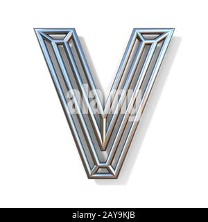 Wire outline font letter V 3D Stock Photo