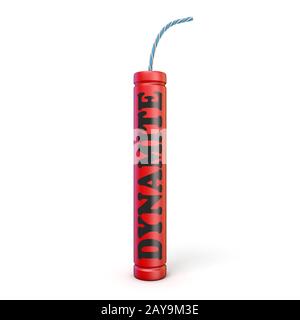 Red dynamite 3D rendering illustration on white background Stock Photo