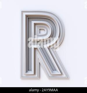 White picture frame font Letter R 3D Stock Photo