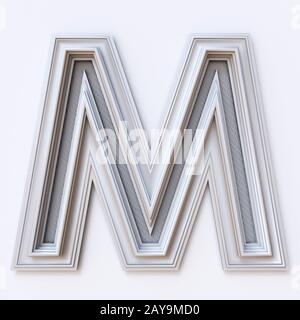 White picture frame font Letter M 3D Stock Photo