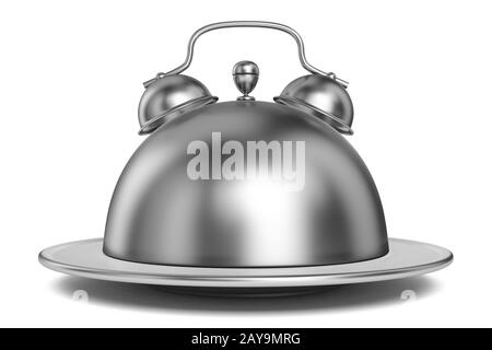 Metal restaurant cloche alarm concept 3D Stock Photo