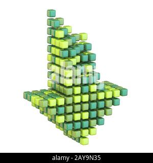 Download arrow made of different green cubes 3D Stock Photo