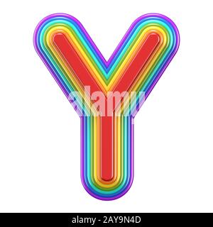 Concentric rainbow font letter Y 3D Stock Photo