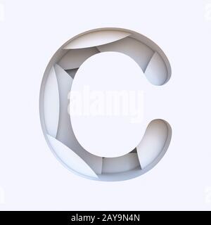 White abstract layers font Letter C 3D Stock Photo