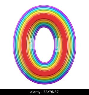 Concentric rainbow font letter O 3D Stock Photo