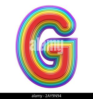 Concentric rainbow font letter G 3D Stock Photo