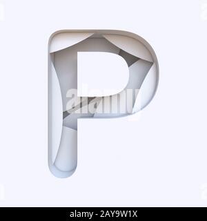 White abstract layers font Letter P 3D Stock Photo