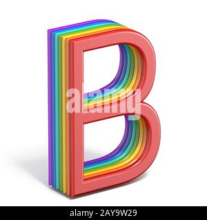 Rainbow font letter B 3D Stock Photo