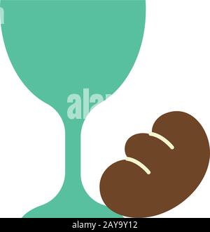 chalice and bread flat style Stock Vector