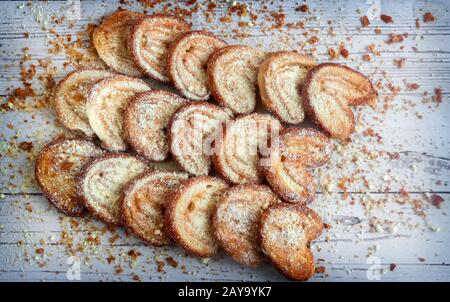 Tasty cookies on the table on a napkin. Stock Photo