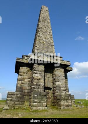 stoodley pike monument on high moorland in west yorkshire between hebden bridge and todmorden Stock Photo