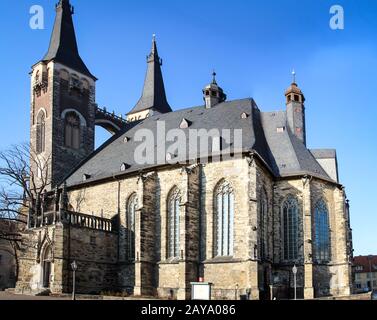 Church of St. Jacob in Köthen (Saxony-Anhalt) taken from a public square Stock Photo