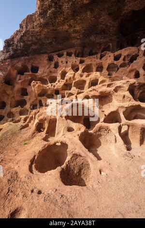 Cenobio de Valeron, archeological site, aboriginal caves in Grand Canary, Canary islands. Stock Photo