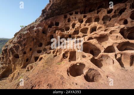 Cenobio de Valeron, archeological site, aboriginal caves in Grand Canary, Canary islands. Stock Photo