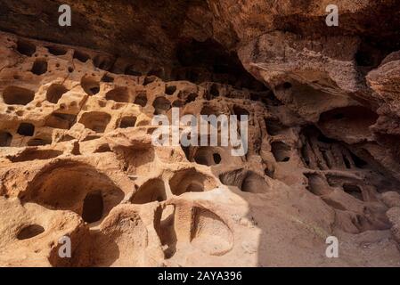 Cenobio de Valeron, archeological site, aboriginal caves in Grand Canary, Canary islands. Stock Photo