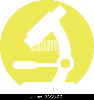 microscope over yellow circle and white background, block style icon, vector illustration Stock Vector