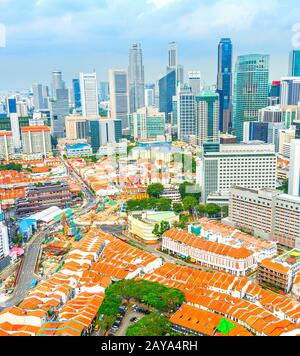 Singapore Downtown, Chinatown aerila view Stock Photo