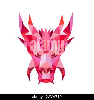 Dragon Head Front Low Polygon Style Stock Photo