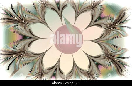 Beautiful abstract fractal flower, colored flower. Fractal art Stock