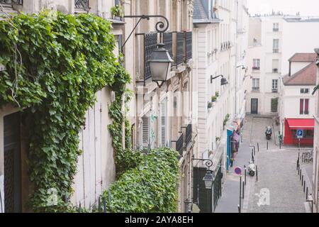 Paris, France - May 22, 2012: View from the heights, to the street and houses of the city on a spring afternoon Stock Photo