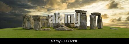 Mystic Stonehenge in England, Europe. Concept for travel, astronomy,religion,esoteric and touristic themes. Stock Photo