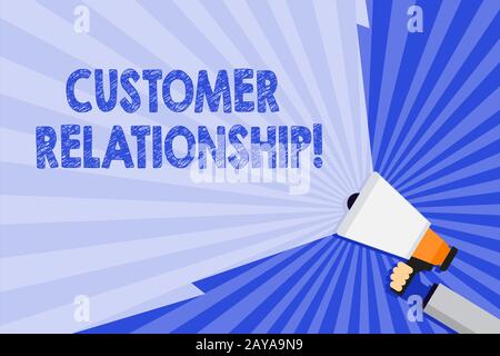 Word writing text Customer Relationship. Business concept for ways how company analysisage relations with customers Hand Holding Stock Photo