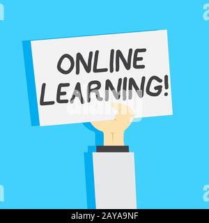 Handwriting text writing Online Learning. Concept meaning refers to course program or degree delivered on internet Clipart of Ha Stock Photo