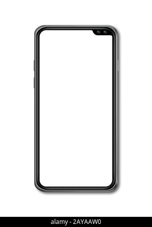 Smartphone mockup with blank white screen on a pink background. 3D ...