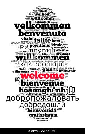 Word Welcome in different languages Stock Photo