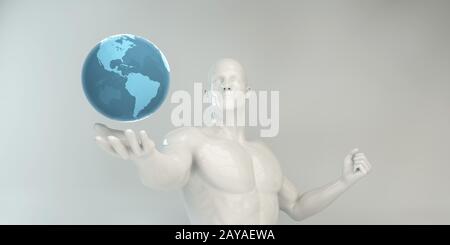 Man Holding Globe Stock Photo