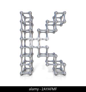 Metal lattice font letter K 3D Stock Photo