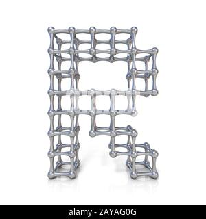 Metal lattice font letter R 3D Stock Photo