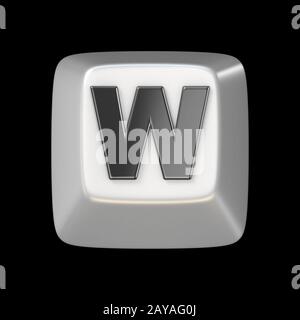 Computer keyboard key FONT. Letter W 3D render illustration isolated on ...