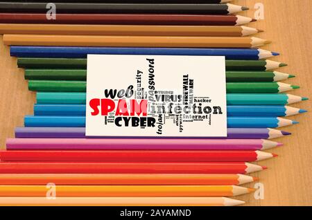 Spam word cloud collage Stock Photo