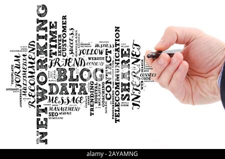 Blog word cloud collage Stock Photo