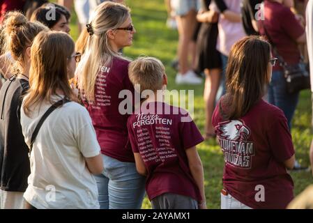 Parkland, Florida, USA. 14th Feb, 2020. People gather at Pine Trails Park in Parkland, in honor and commemoration of the 17 victims, two years after the shooting at Marjory Stoneman Douglas high school. Credit: Orit Ben-Ezzer/ZUMA Wire/Alamy Live News Stock Photo