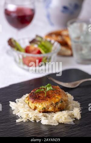 Bavarian Kaspressknoedel a cheese dumpling Stock Photo