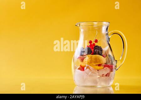 Download Clean Glass Jug On Yellow Background Blank Transparent Pitcher On Colored Background Cropped Image Stock Photo Alamy Yellowimages Mockups