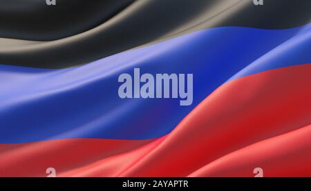 National flag of the Donetsk People's Republic on a flagpole Stock ...