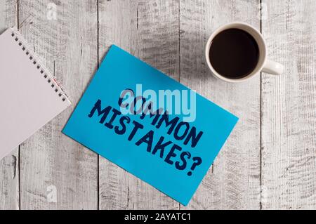 Word writing text Common Mistakes Question. Business concept for repeat act or judgement misguided making something wrong. Stock Photo