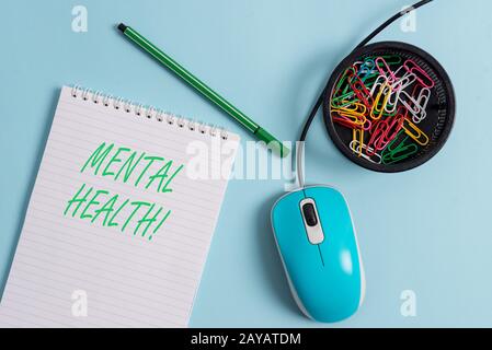 Handwriting text Mental Health. Concept meaning demonstratings condition regard to their psychological well being. Stock Photo