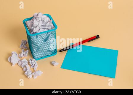 Office Trash Can with Crumpled Paper Stock Image - Image of work, square:  23822009