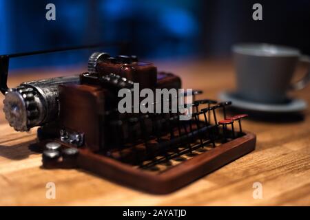 typewriter with a cup of coffee Stock Photo