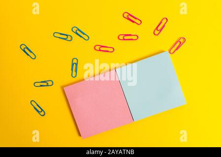 Front View Colored Blank Notepads Clips Plain Color Background Empty Text Important Future Events What To Do Home School Offic Stock Photo Alamy