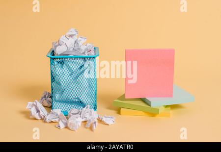 Garbage Writing Paper crumpled paper trash and stationary with note paper placed in the trash ...