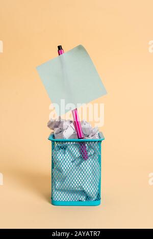 Garbage Writing Paper crumpled paper trash and stationary with note paper placed in the trash ...
