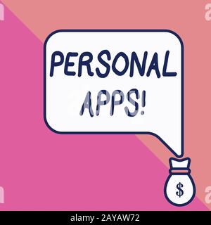 Conceptual hand writing showing Personal Apps. Business photo showcasing App for secure password less validation to online servi Stock Photo